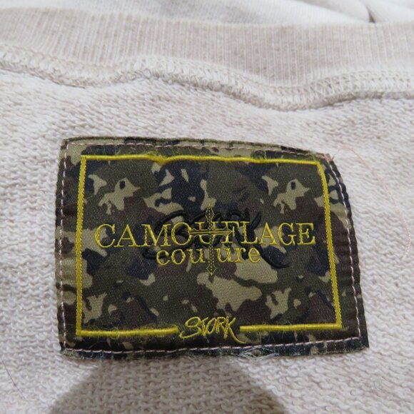 CAMOUFLAGE COUTURE STORK Embellished Bird Floral Oversized Casual Sweatshirt - Picture 15 of 15